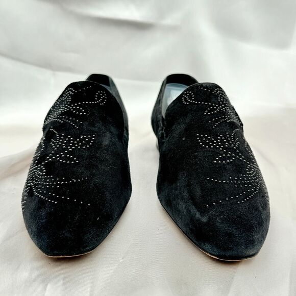 Karl Lagerfeld Nova Floral Studded Black Suede Womens Size 10 Slip On Loafers - Picture 8 of 16